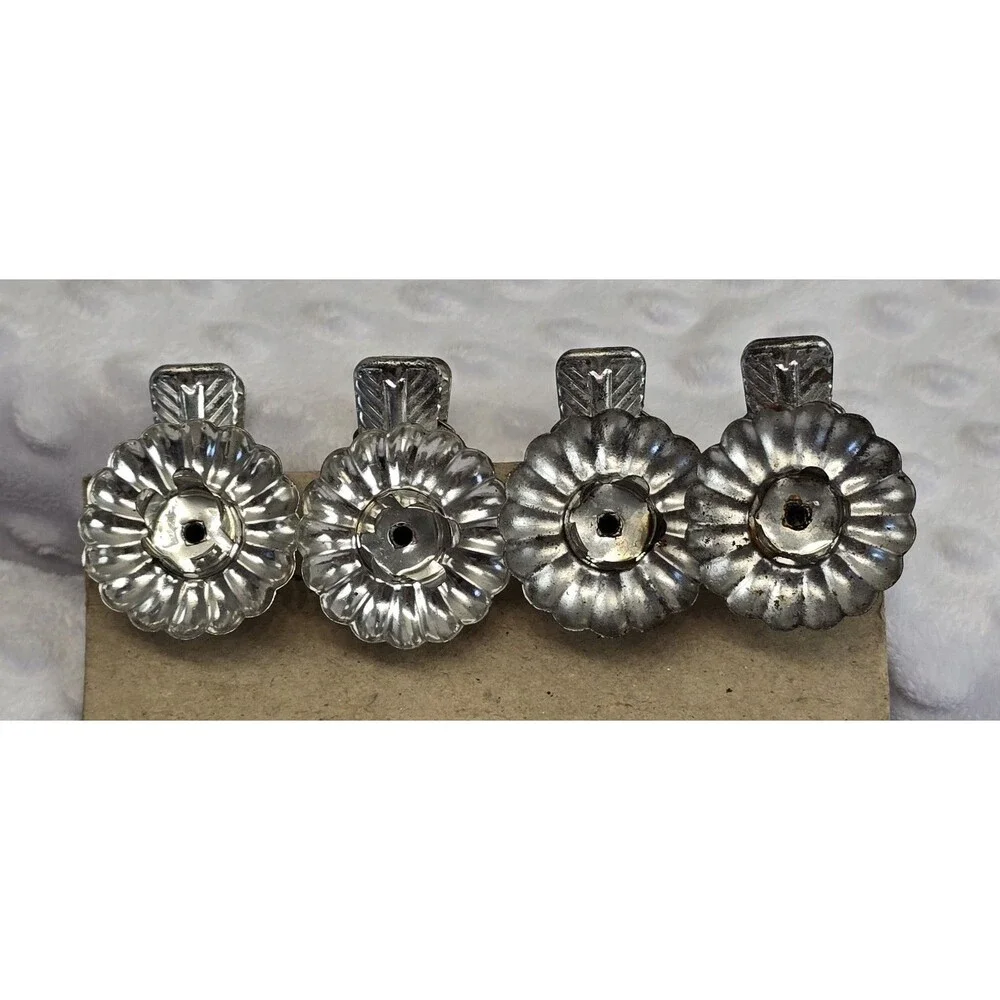 Vintage Christmas Tree Candle Clips Silver Lot Of 4 Original Xmas West Germany
